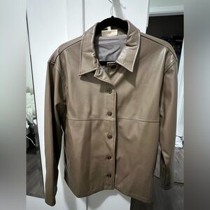 MELLODAY Taupe Faux Leather Jacket